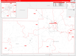 San Angelo Metro Area Wall Map Red Line Style 2024